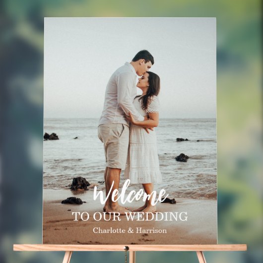 Moderne Willkommensfoto Hochzeit Acrylschild (Neutral)