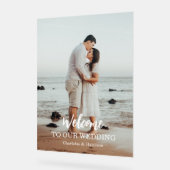 Moderne Willkommensfoto Hochzeit Acrylschild (Winkel)