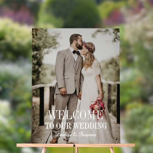 Moderne Willkommensfoto-Hochzeit Acrylschild
