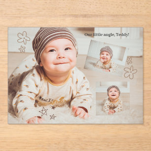 Moderne Willkommensfotografie Geburtshinweis Acryleinladungen