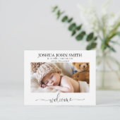 Moderne Willkommenskalligraphie - Geburtsankündigu Postkarte (Stehend Vorderseite)