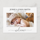 Moderne Willkommenskalligraphie - Geburtsankündigu Postkarte (Vorderseite)