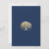 Moderne Willow Tree Navy Gold Hochzeit Einladung (Rückseite)