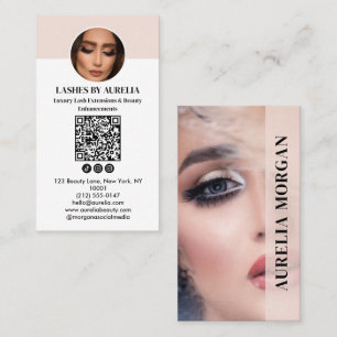 Moderne Wimpern Qr Code Foto Blush Rosa Visitenkarte