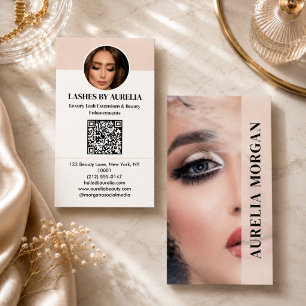 Moderne Wimpern Qr Code Foto Blush Rosa Visitenkarte