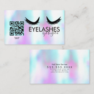 Moderne Wimpern Salon Schönheit Faux Holografisch Visitenkarte