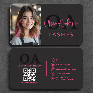 Moderne Wimpern-Tech-QR-Code-Foto Visitenkarte