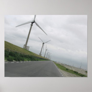 Moderne Windkraftanlagen auf einem holländischen D Poster