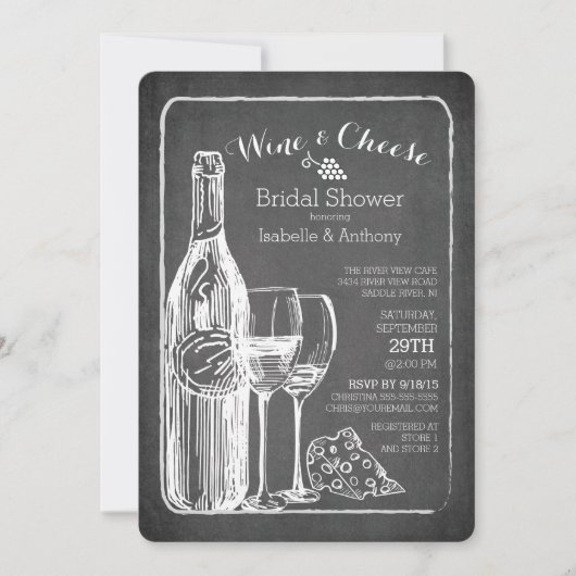 Moderne Wine & Cheese Bridal Dusche Einladung (Vorderseite)