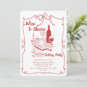 Moderne Wine & Cheese Degustation Party Einladung (Stehend Vorderseite)