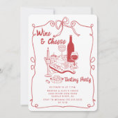 Moderne Wine & Cheese Degustation Party Einladung (Vorderseite)