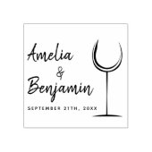Moderne Wine Glass Typografy Couple's Name Wedding Gummistempel (Prägung)