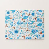 Moderne Winter-Aquarellblätter und -Beeren Puzzle (Horizontal)
