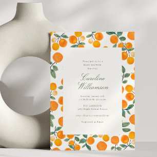 Moderne Winter-Baby-Party Orange Zitrusfrucht Einladung