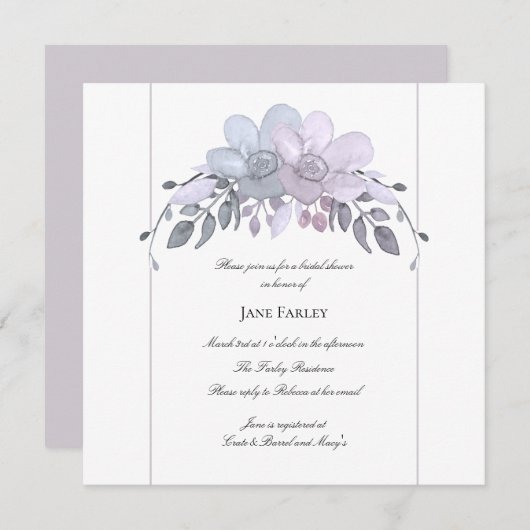 Moderne Winter Blumendusche Einladung (Vorne/Hinten)