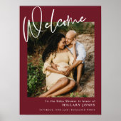 Moderne Winter Festive Burgundy Baby Dusche Herzli Poster (Vorne)