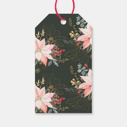 Moderne Winter floral frohe Weihnachten zu und von Geschenkanhänger (Rückseite)