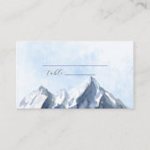 Moderne Winter-Gebirgs-Hochzeit Platzkarte (Vorderseite)