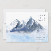 Moderne Winter-Gebirgs-Hochzeit Save The Date (Vorderseite)
