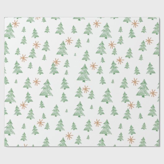 Moderne Winter Kiefernstern Geschenkpapier (Flach)