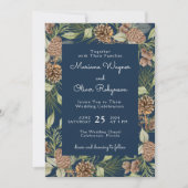 Moderne Winter Pine Navy Blauer Eleganter Hochzeit Einladung (Vorderseite)