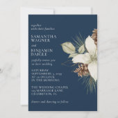 Moderne Winter Pine Navy Blauer Eleganter Hochzeit Einladung (Vorderseite)