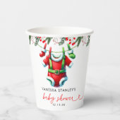 Moderne Winter Red Christmas Santa Baby Dusche Pappbecher (Vorderseite)