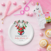 Moderne Winter Red Christmas Santa Baby Dusche Pappteller (Party)