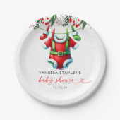 Moderne Winter Red Christmas Santa Baby Dusche Pappteller (Vorderseite)