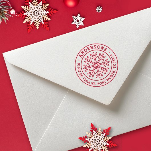 Moderne Winter-Schneeflocke Rücksendeadresse Gummistempel