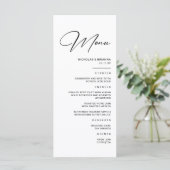 Moderne Winter Schwarz und Weiß Hochzeit Menükarte (Stehend Vorderseite)