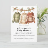 Moderne Winter Ugly Sweater Baby Dusche Einladung (Stehend Vorderseite)