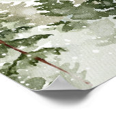 Moderne Winter-Wasserfarbe Grüner Wald Mit Schnee Poster (Ecke)