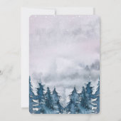 Moderne Winter-Wasserfarbe-Wald Blau Datum speiche Save The Date (Rückseite)