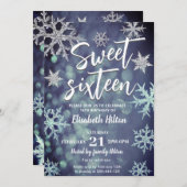 Moderne Winter Wunderland Schneeflocken süß 16 Einladung (Vorne/Hinten)