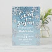 Moderne Winter Wunderland Schneeflocken süß 16 Einladung (Stehend Vorderseite)