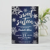 Moderne Winter Wunderland Schneeflocken süß 16 Einladung (Stehend Vorderseite)