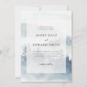 Moderne Winterblaue Minimalistische Hochzeit Einladung (Vorderseite)