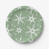 Moderne Winterferienplatte Snowflake Pappteller (Vorderseite)