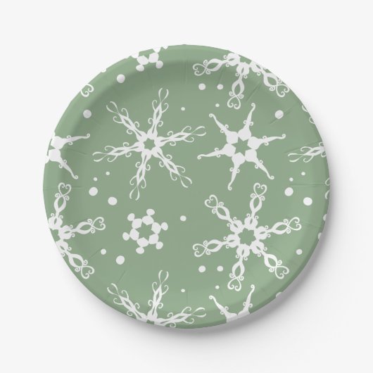 Moderne Winterferienplatte Snowflake Pappteller (Vorderseite)