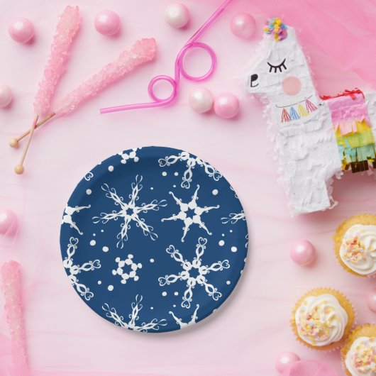 Moderne Winterferienplatte Snowflake Pappteller (Party)