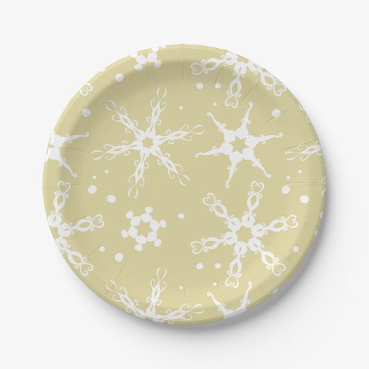 Moderne Winterferienplatte Snowflake Pappteller (Vorderseite)