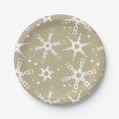 Moderne Winterferienplatte Snowflake Pappteller (Vorderseite)
