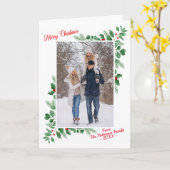 Moderne Winterfolien Frohe Weihnachten Foto Karte (Gelbe Blume)