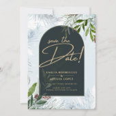 Moderne Wintergärten HochzeitGold Rett Date Einladung (Vorderseite)
