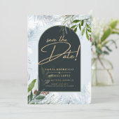 Moderne Wintergärten HochzeitGold Rett Date Einladung (Stehend Vorderseite)