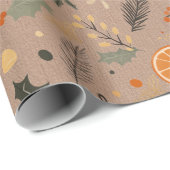 Moderne wintergetriebene Citrus Kraft Geschenkpapier (Rolleneckpunkt)