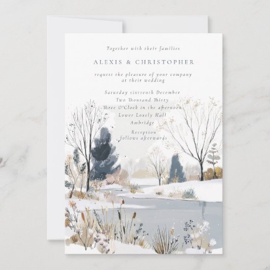 Moderne Winterhochzeit Einladung (Vorderseite)