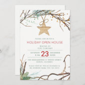 Moderne Winterholzzweige Feiertag Einladung (Vorne/Hinten)
