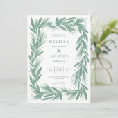 Moderne Winterkranz-Rahmen mit Grün Einladung (Stehend Vorderseite)